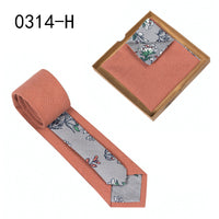 Men's Tie Floral Print Pocket Square Cotton Tie