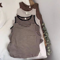 Internet Hot Korean Style Retro Mori Style Striped Vest Shorts