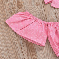 Baby Polka Dot Top Floral Shorts Pink Turban Set
