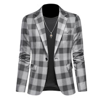 Men's Casual Suit Jacket Plaid Three-dimensional Fashion Slim Fit