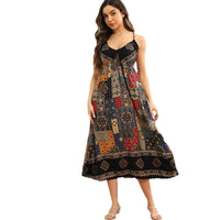 Womens Sleeveless Floral Print Slip Dress
