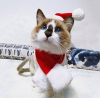 Pet supplies Christmas hat scarf set cat and dog small pet