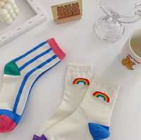 Rainbow Women Cute Mid-calf Length Socks