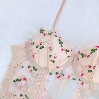 Fancy Lingerie Woman  Floral Embroidery Set Und