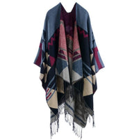 Bohemian tassels Europe and the United States long thickening cashmere autumn and winter national wind travel split shawl cloak