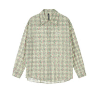 Full Printed Floral Plaid Loose Shirt For Men