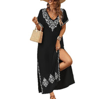 Women's Printed Figure-flattering Dress Below-the-knee Length