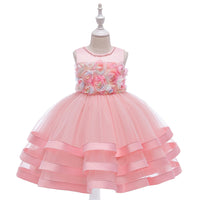 Children's dress, princess dress, pearl three-dimensional flower dress