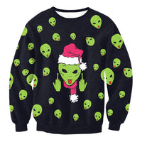 Santa Claus Elk Long Sleeved Round Neck Loose Top