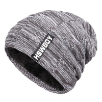 Autumn And Winter Men's Plus Fluff Knitted Hat Headband Warm Velvet Hat