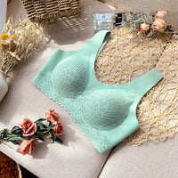 Ice silk gathered bra women's lace vest underwear