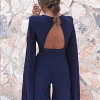 Chiffon long sleeved sexy back jumpsuit