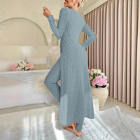 Crew Neck Split Long Sleeve Two-piece Set