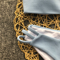 Solid color striped bikini
