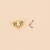 Flower Cross Cloud Snake Bat Shaped Zircon Stainless Steel L Rod Nose Stud