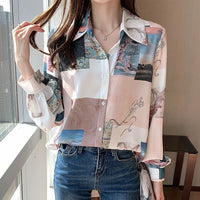 Womens Loose-fitting Long-sleeve Blouse