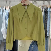 Chic Doll Collar Single Breasted Long Sleeve Thin Sweet Inside Shirt Blouse