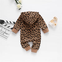 Baby's Brown Leopard Chest Zipper Jumpsuit