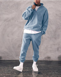Casual Stand Collar Thick Long-Sleeved T-Shirt Loose Plus Fleece Sweater Men's Suit
