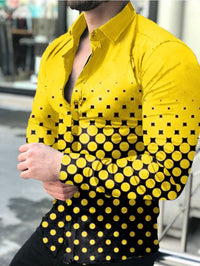 New Men's Lapel Casual Youth Printed Top