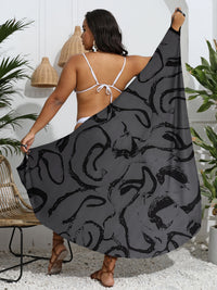 Calligraphy Print One-Piece Beach Dress Suspender Dress For Women