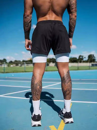 Men's Simple American Quick-drying Running Double-layer Sports Shorts
