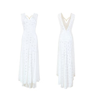 Lace-trimmed Floor-length Nightgown With A Deep V-neck