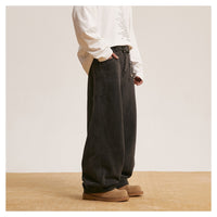 Retro Washed Men's Loose Straight Black Jeans