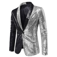 Euro-American Performance Dress Color-blocking Sequin Suit