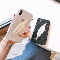 Samsung Epoxy Diamond Feather Phone Case