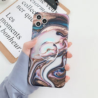Compatible with Apple , Colorful Frosted Marble Mobile Phone Case