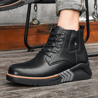Autumn and winter leather British style high bottom fashion short boots