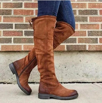 Leather boots fashion boots waterproof low heel women's shoes