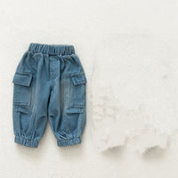Korean Style Pants Trendy Stitching Cargo Jeans