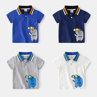 Men's Kids Cartoon Print Lapel Short Sleeve