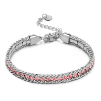 Single-sided Zircon-studded Chain Pearl Bracelet