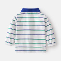 Striped Lapel with Contrast Color Cute School Boy Long Sleeve
