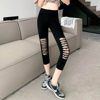 Summer Thin Women's Ripped Mesh Cropped Pants