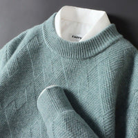 Men's Loose Thick Jacquard Round Neck Sweater