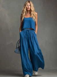 Strap Top And Wide-leg Pants Two-piece Set For Women