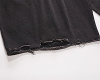 Punk Waste Soil Washed Old Ripped Denim Loose Casual Turn-down Collar Coat