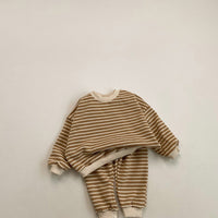 Baby Striped Long Sleeve Sweater Big PP Trousers Sportswear 2piece Suit