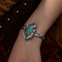 Retro Western-style Denim Turquoise Decorative Open Bracelet