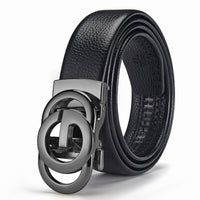 Mens Embossed Hollow-out Genuine Leather Belt