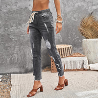 Women's Lace Up Nine Points Skinny Pants