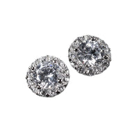 Round Moissanite Stud Earrings European And American Style Copper-plated