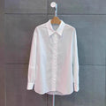 Commuter's All-matching Hollow-out Design Polo Collar Long-sleeved Shirt
