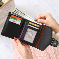 Women's Short Splicing Leather Wallet