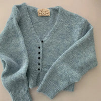 Retro V-neck Mixed Cashmere Long-sleeved Knitted Sweater Coat