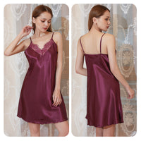 Plus Size Summer Thin Satin Silk Nightdress